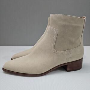 NEW Cole Haan Naia Ankle Bootie Womens 10 Light Beige Suede Western Cowgirl